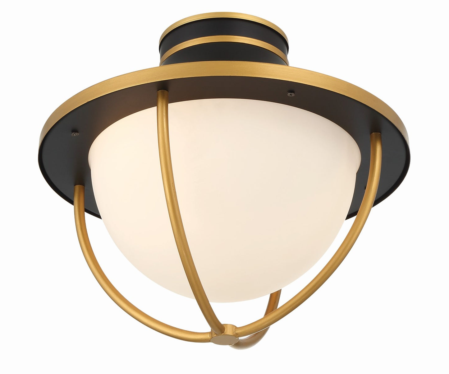 Crystorama ATL-700-MK-TG Atlas 2 Light Outdoor Semi Flush Mount - Matte Black and Textured Gold