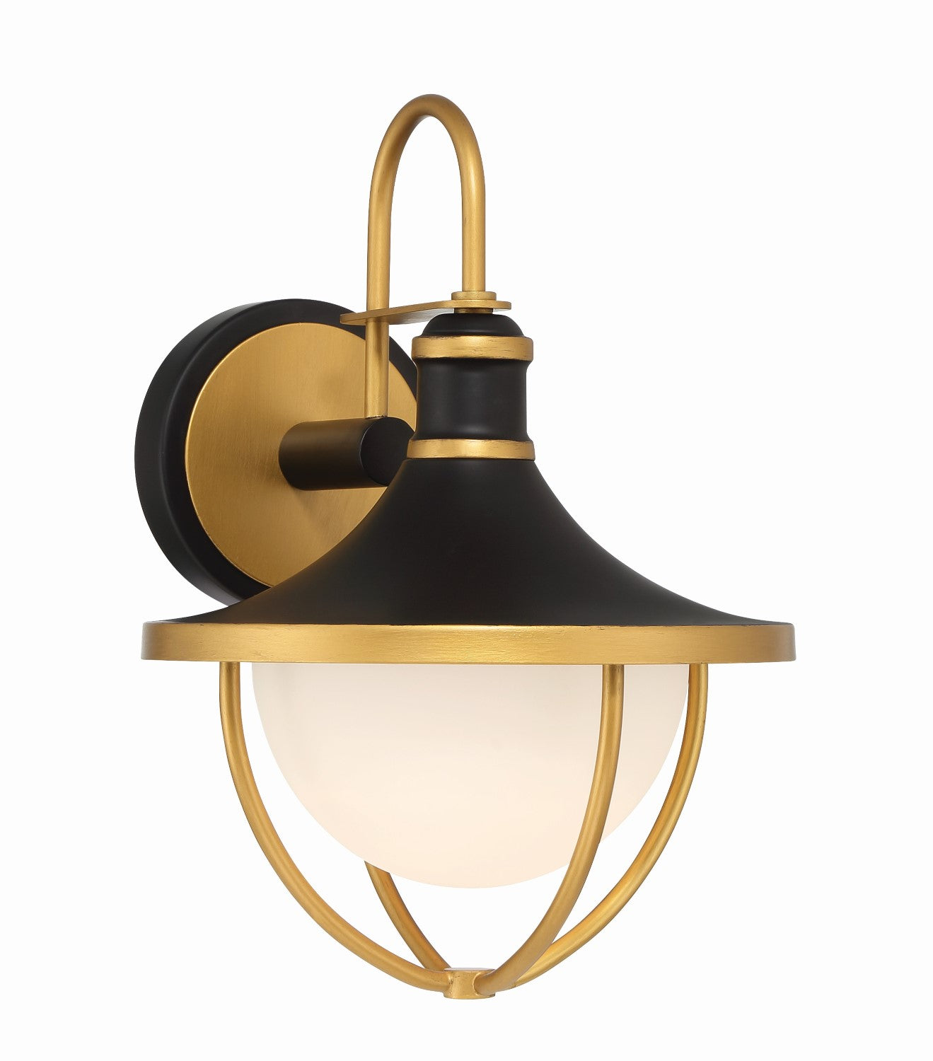 Crystorama ATL-701-MK-TG Atlas 1 Light Outdoor Sconce - Matte Black and Textured Gold