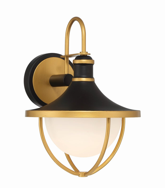 Crystorama ATL-701-MK-TG Atlas 1 Light Outdoor Sconce - Matte Black and Textured Gold