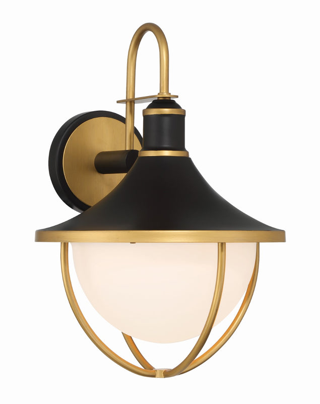 Crystorama ATL-702-MK-TG Atlas 1 Light Outdoor Sconce - Matte Black and Textured Gold