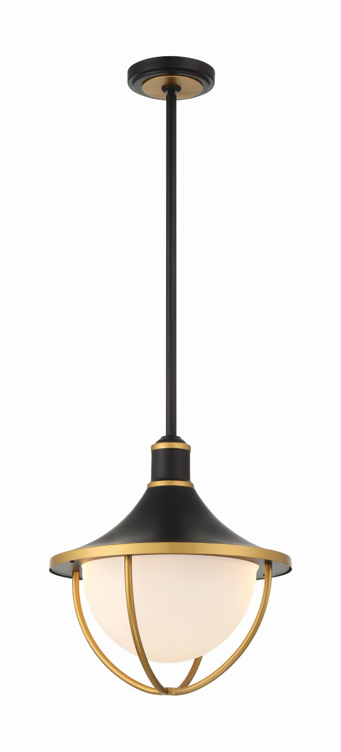 Crystorama ATL-705-MK-TG Atlas 3 Light Outdoor Pendant - Matte Black and Textured Gold