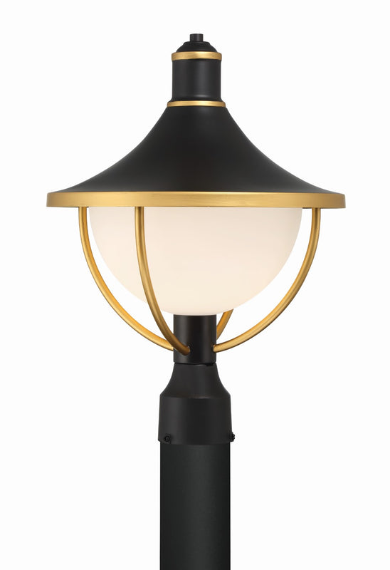 Crystorama ATL-709-MK-TG Atlas 1 Light Outdoor Post - Matte Black and Textured Gold
