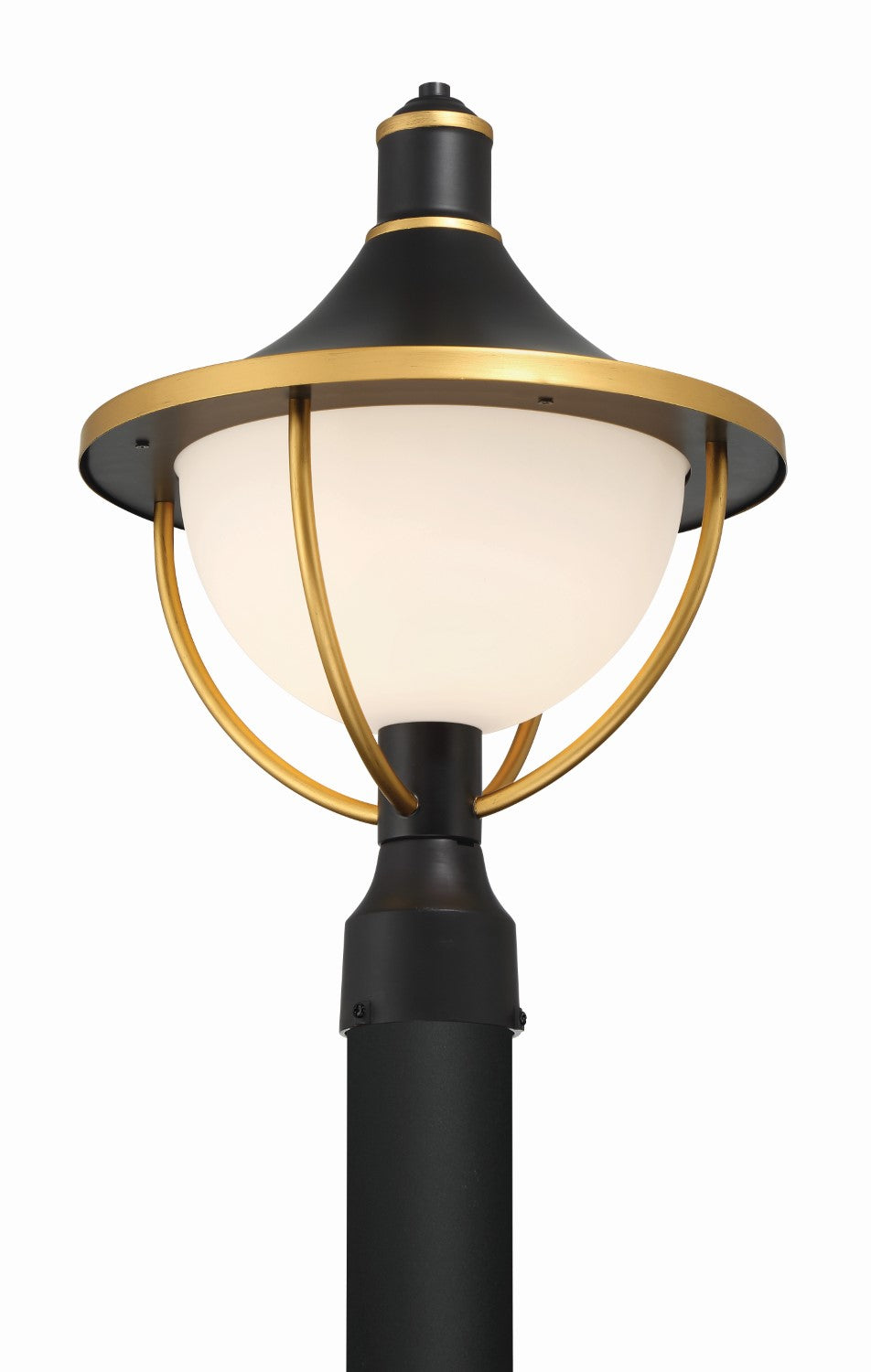 Crystorama ATL-709-MK-TG Atlas 1 Light Outdoor Post - Matte Black and Textured Gold