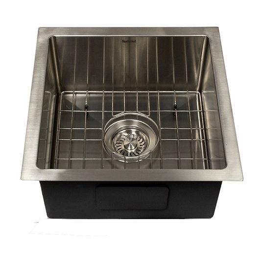 Nantucket Sinks AW1515-16 - 15 Inch All Weather Collection Square Undermount Small Radius Stainless Steel Bar/Prep Sink