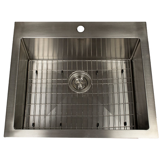 Nantucket Sinks AW2522-16 All Weather Small Radius Topmount Single Hole Stainless Kitchen Sink