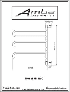 Amba J-B003 Swivel Jill Model 6 Bar Plug-In Towel Warmer