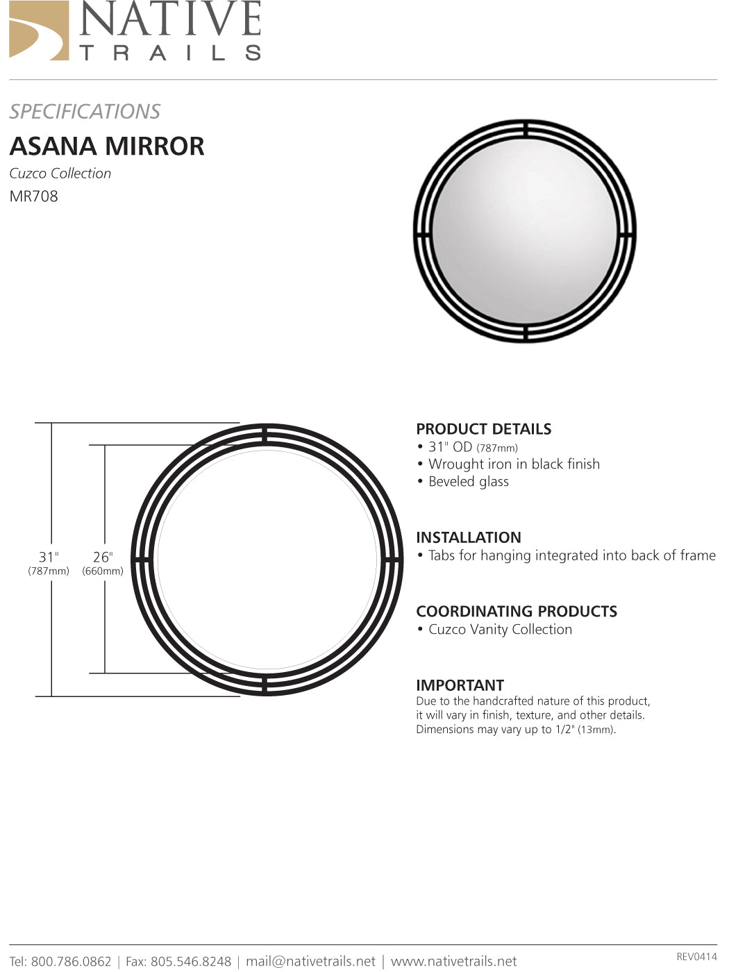 Native Trails MR708 Asana Mirror