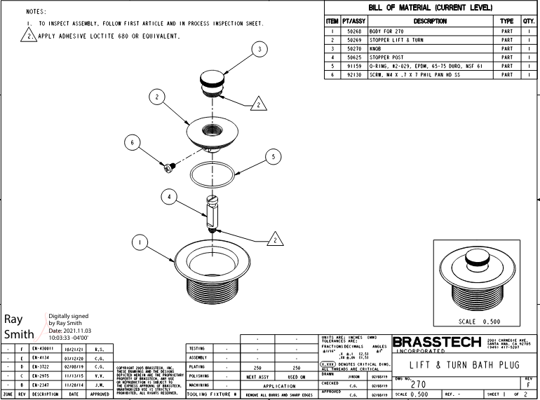Brasstech 270 Universal Bath Plug - Parent