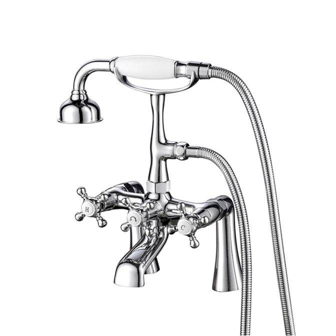 Barclay 4608-MC Deck Mount Filler With Hand Shower 6 Straight Body Cross Handles