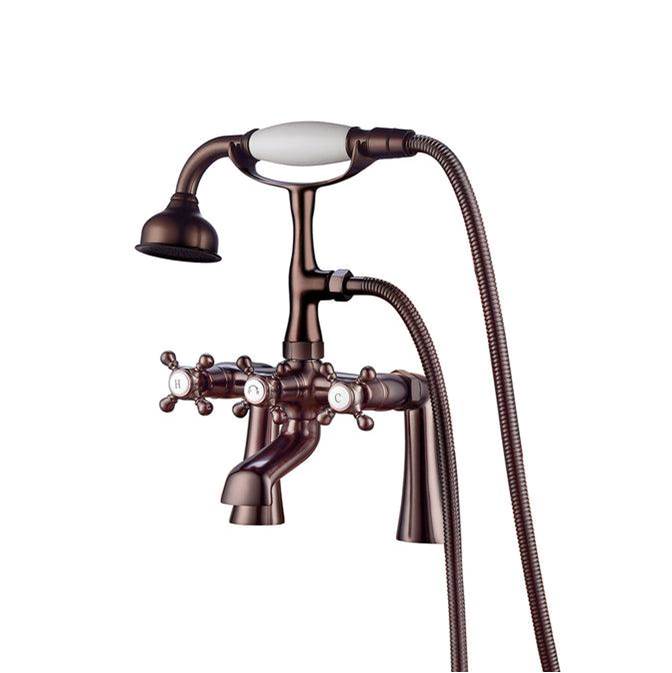 Barclay 4608-MC Deck Mount Filler With Hand Shower 6 Straight Body Cross Handles