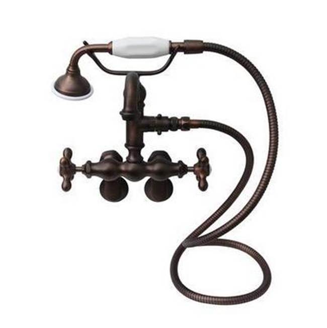 Barclay 4802-MC Hook Spout With Hand Shower Tub Wall Mount Metal Cross Holder