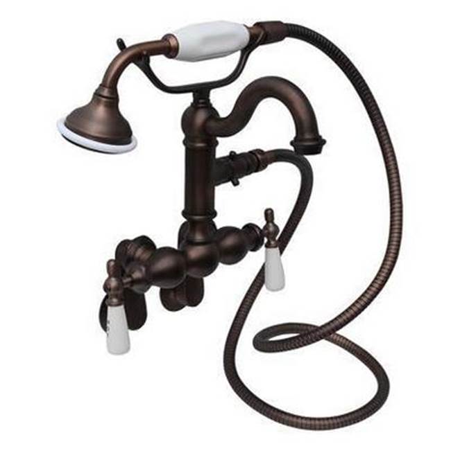 Barclay 4802-PL Hook Spout With Hand Shower Tub Wall Mount Porcelain Holders