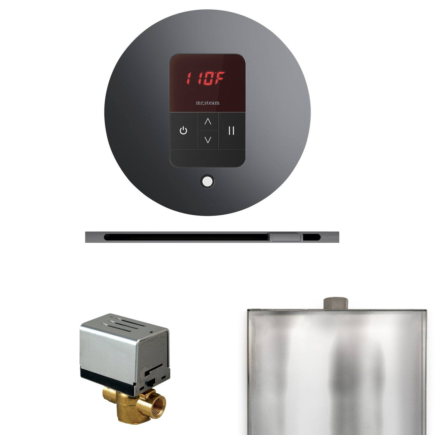 Mr. Steam BBRL Basic Butler Steam Shower Control Package with Round iTempo Control and Linear Steamhead