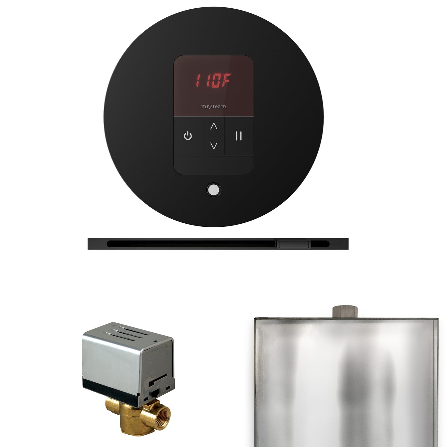 Mr. Steam BBRL Basic Butler Steam Shower Control Package with Round iTempo Control and Linear Steamhead