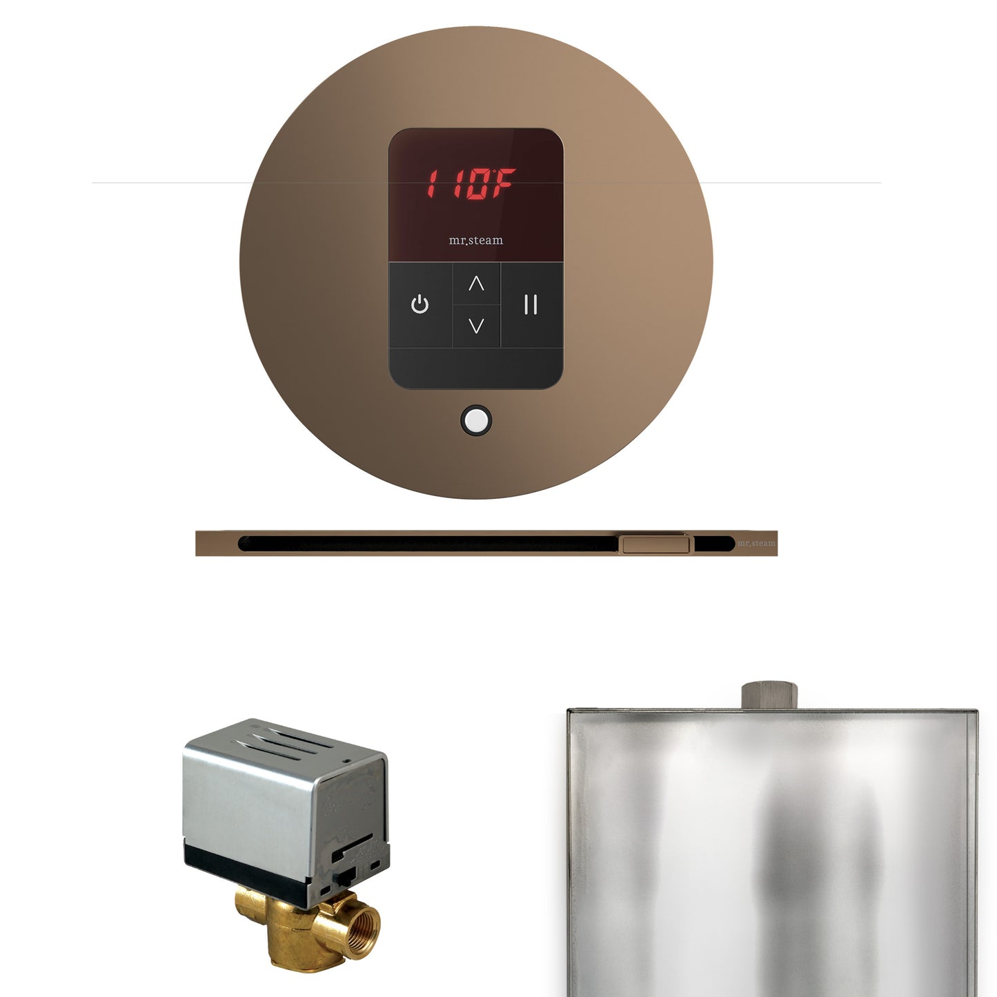 Mr. Steam BBRL Basic Butler Steam Shower Control Package with Round iTempo Control and Linear Steamhead