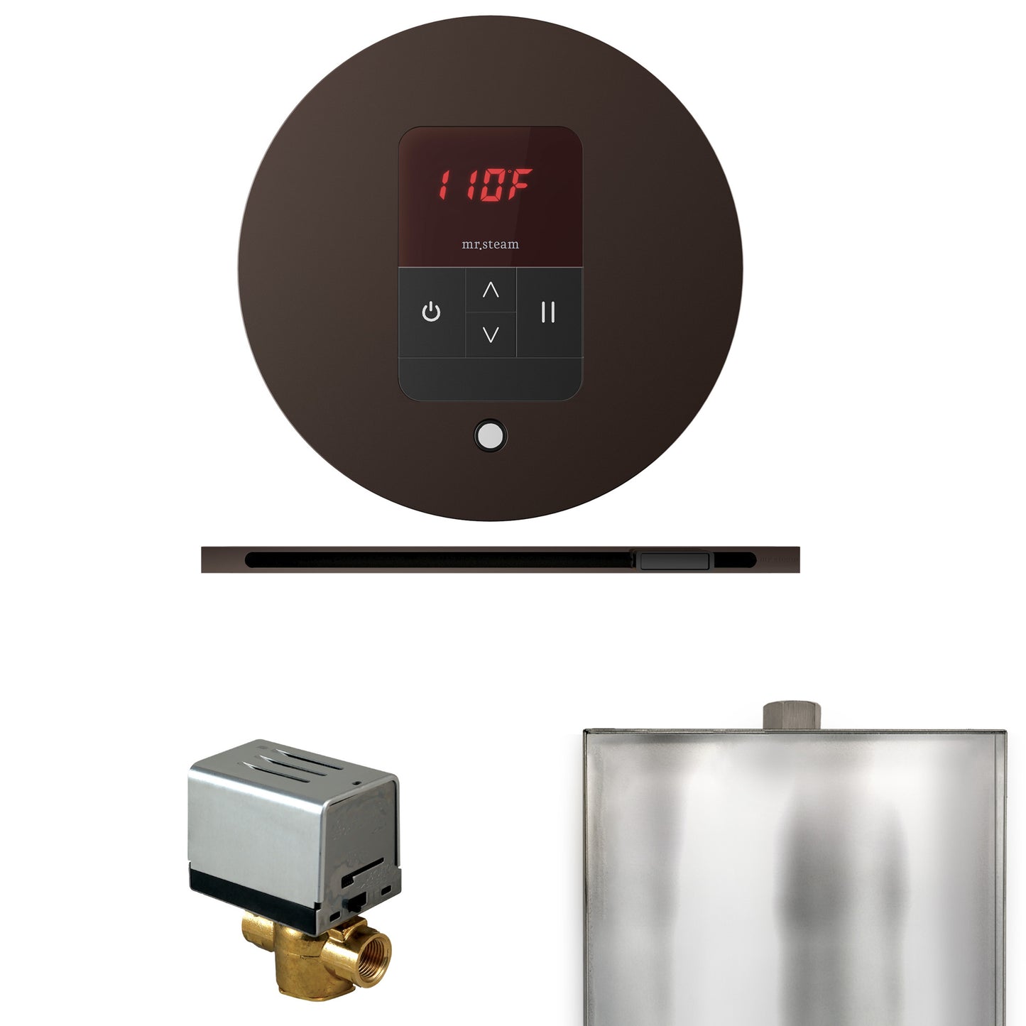Mr. Steam BBRL Basic Butler Steam Shower Control Package with Round iTempo Control and Linear Steamhead