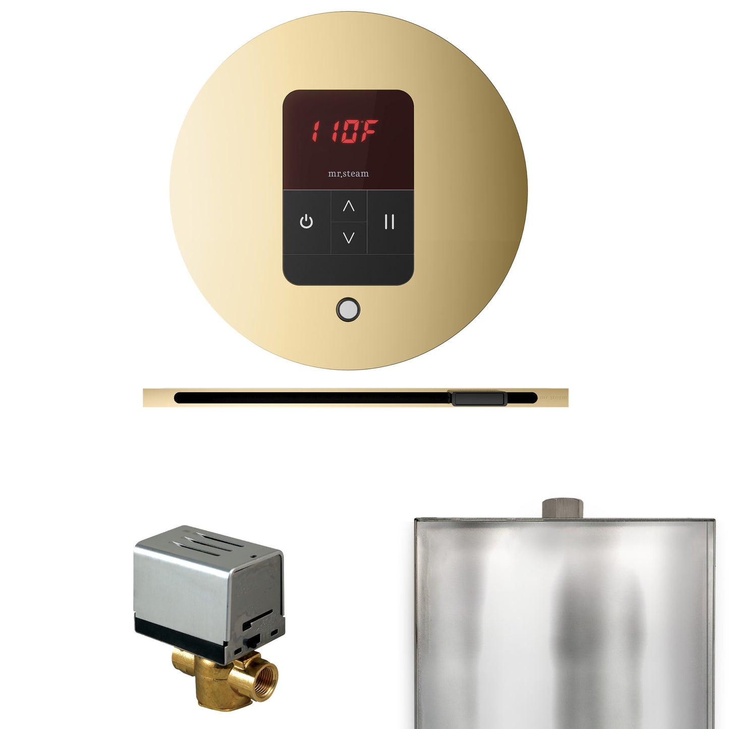 Mr. Steam BBRL Basic Butler Steam Shower Control Package with Round iTempo Control and Linear Steamhead