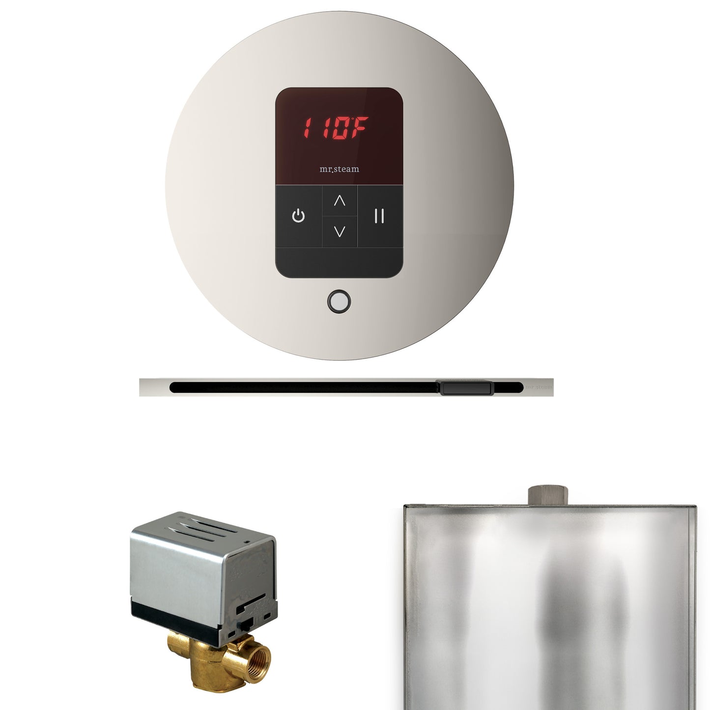 Mr. Steam BBRL Basic Butler Steam Shower Control Package with Round iTempo Control and Linear Steamhead