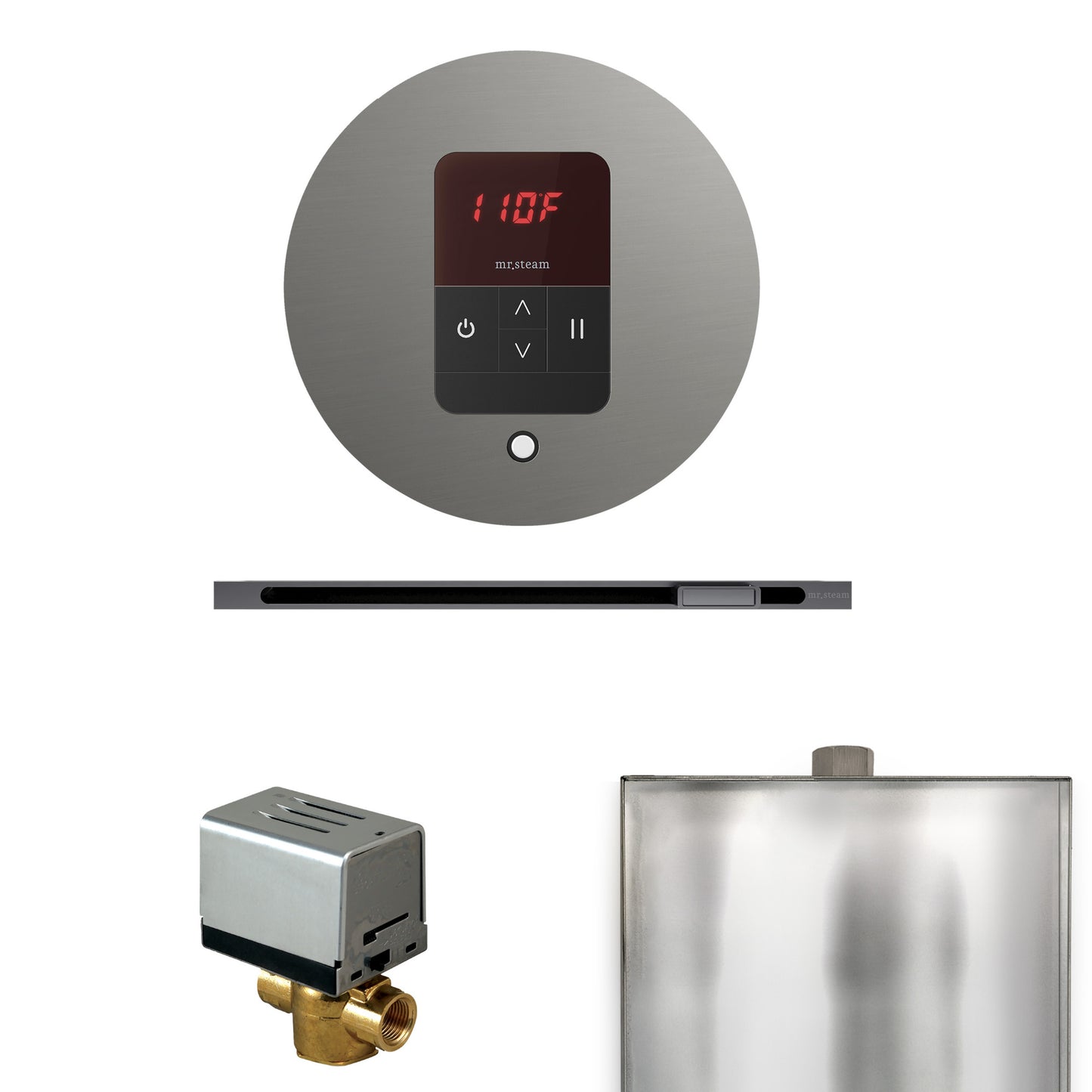 Mr. Steam BBRL Basic Butler Steam Shower Control Package with Round iTempo Control and Linear Steamhead