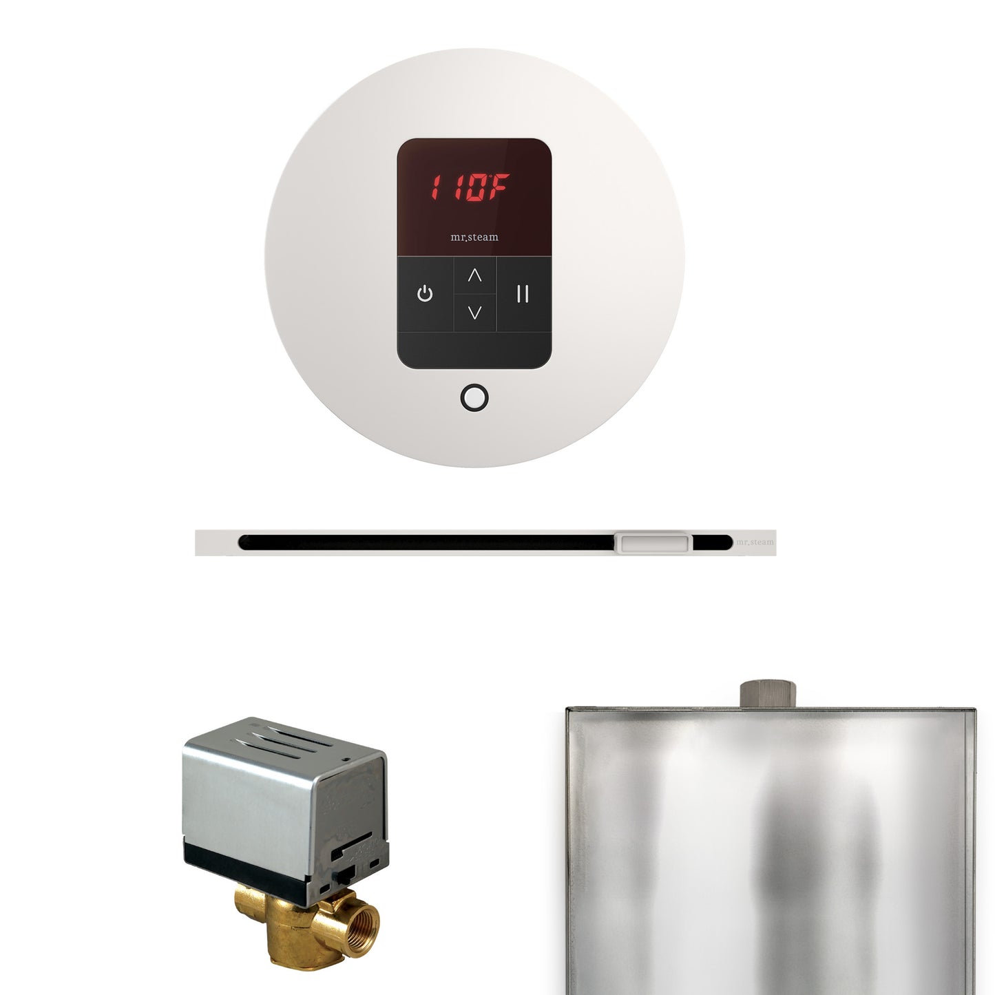 Mr. Steam BBRL Basic Butler Steam Shower Control Package with Round iTempo Control and Linear Steamhead