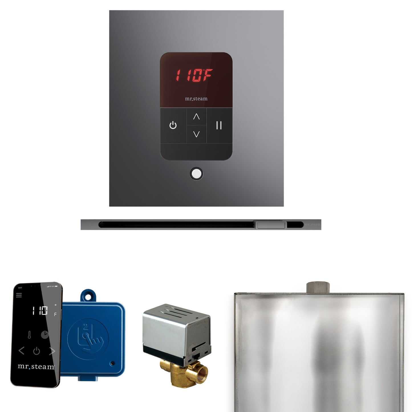 Mr. Steam BBSL Basic Butler Steam Shower Control Package with Square iTempo Control and Linear Steamhead