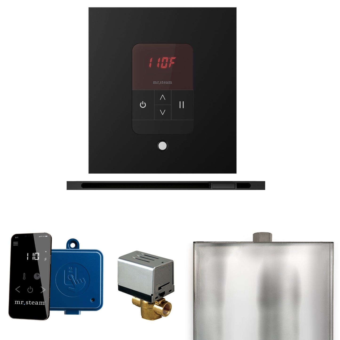 Mr. Steam BBSL Basic Butler Steam Shower Control Package with Square iTempo Control and Linear Steamhead