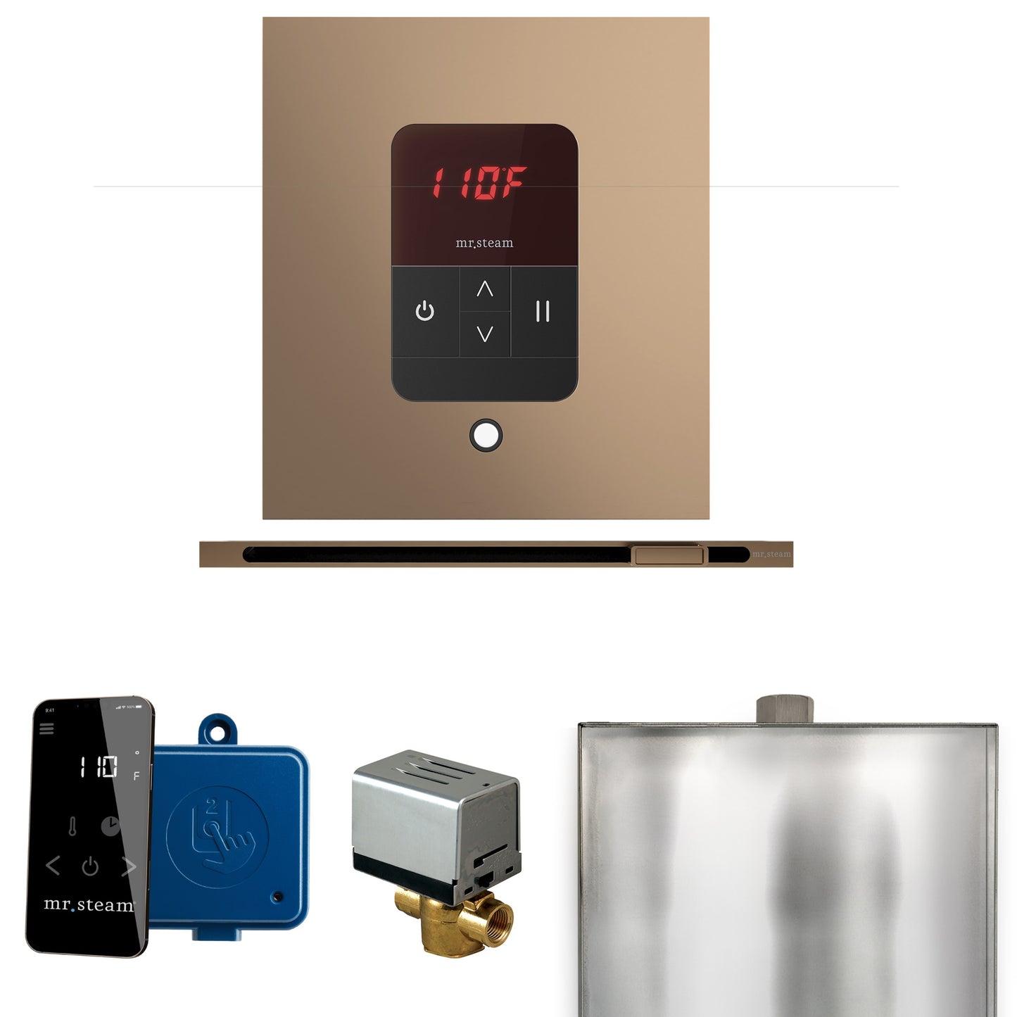 Mr. Steam BBSL Basic Butler Steam Shower Control Package with Square iTempo Control and Linear Steamhead