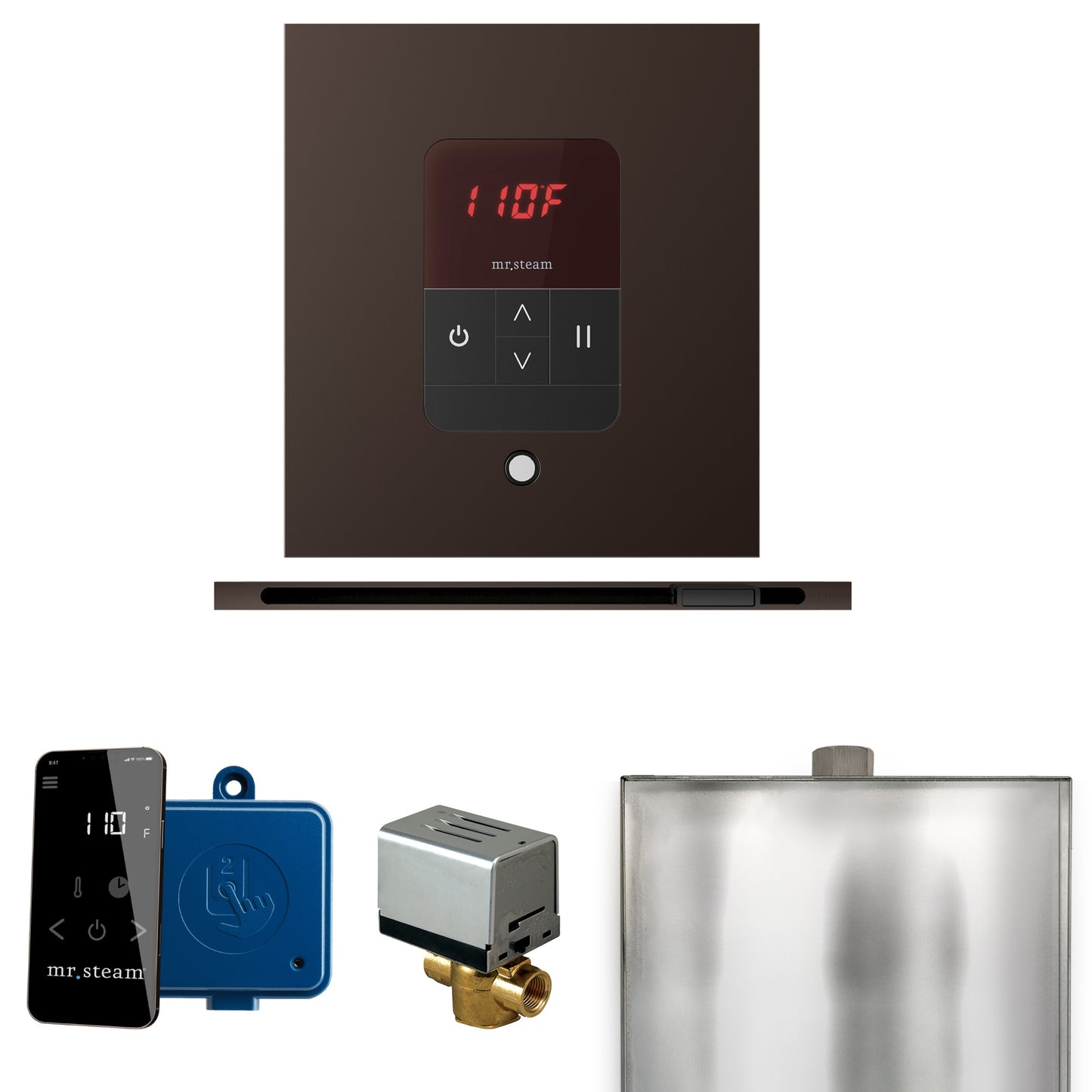 Mr. Steam BBSL Basic Butler Steam Shower Control Package with Square iTempo Control and Linear Steamhead