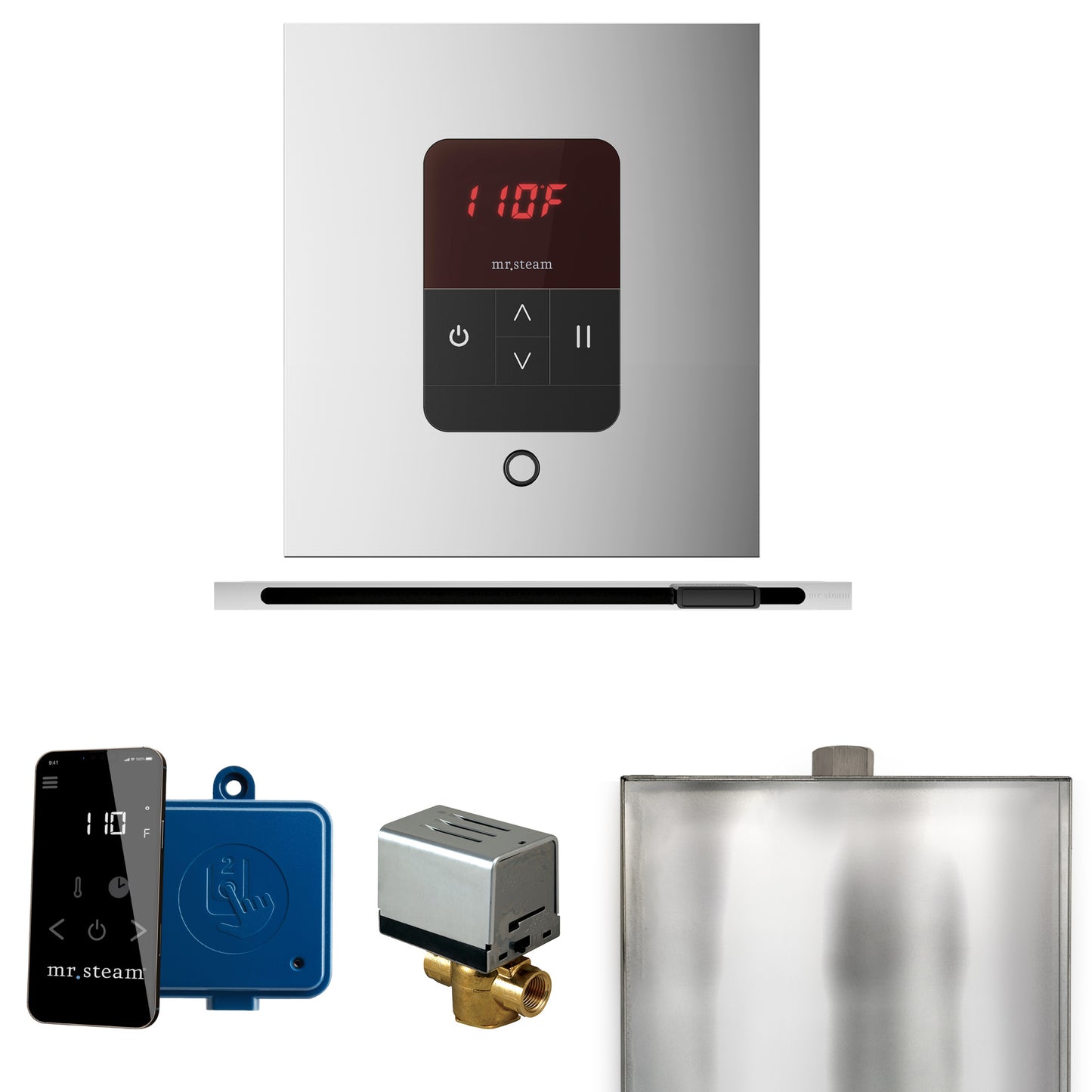 Mr. Steam BBSL Basic Butler Steam Shower Control Package with Square iTempo Control and Linear Steamhead