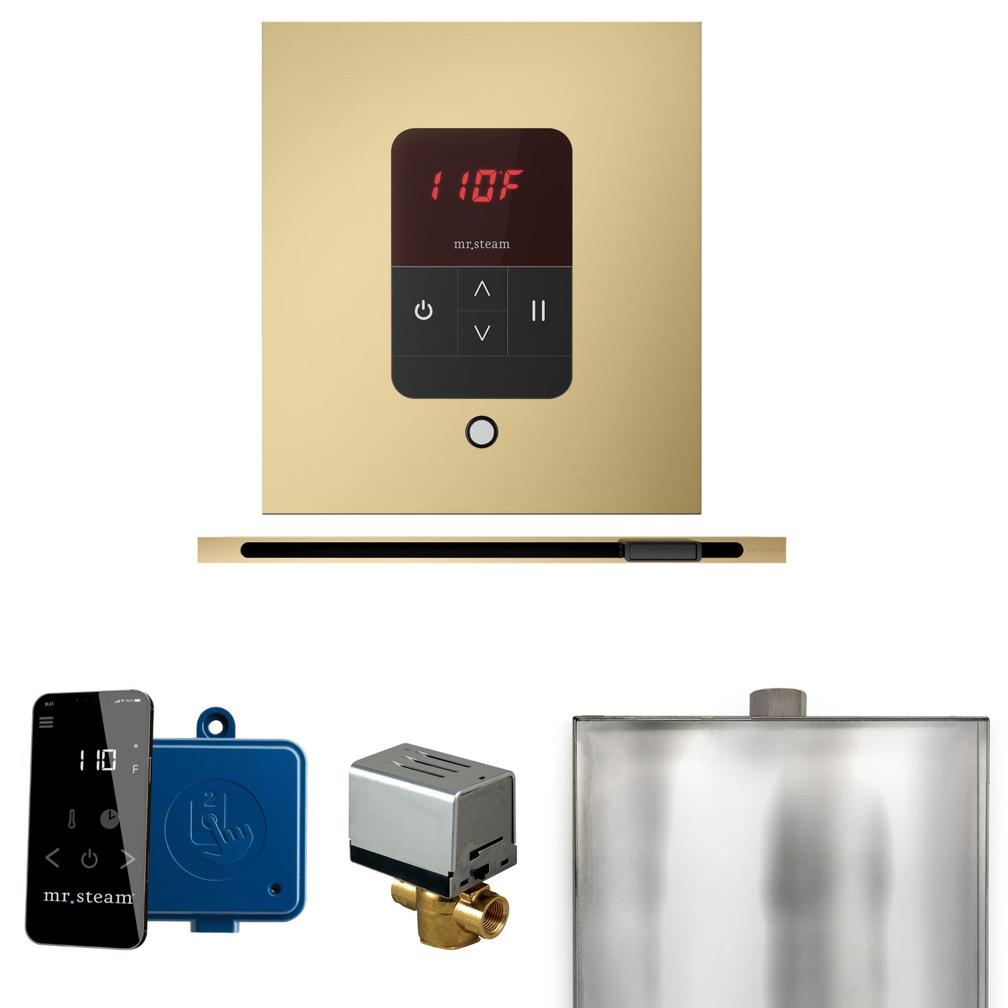 Mr. Steam BBSL Basic Butler Steam Shower Control Package with Square iTempo Control and Linear Steamhead