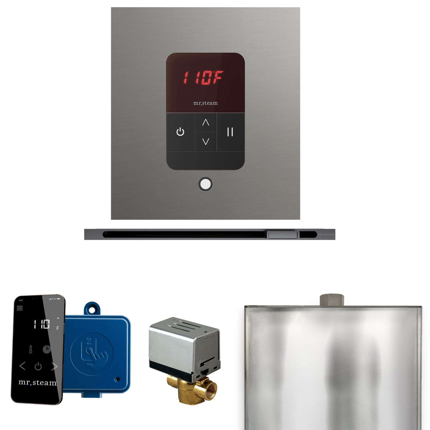 Mr. Steam BBSL Basic Butler Steam Shower Control Package with Square iTempo Control and Linear Steamhead
