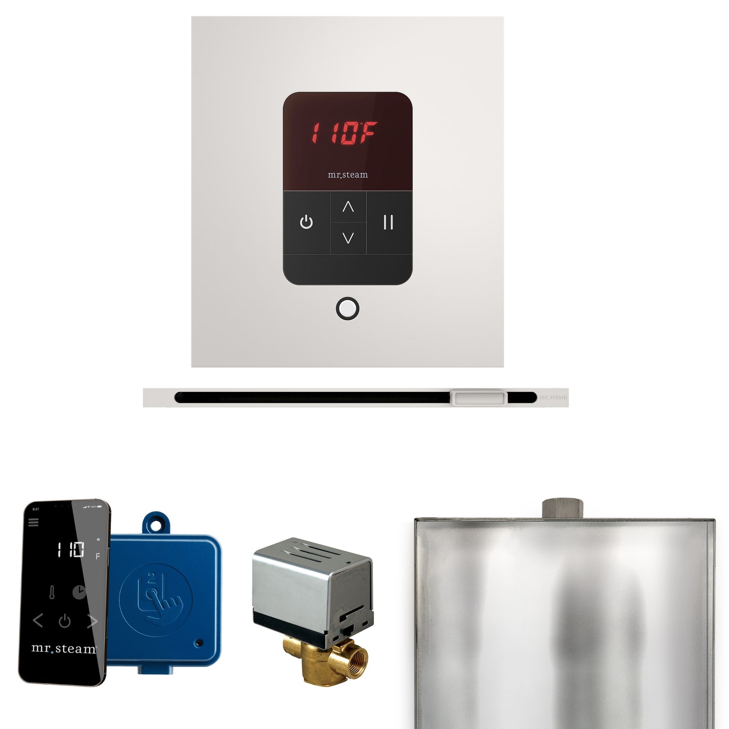 Mr. Steam BBSL Basic Butler Steam Shower Control Package with Square iTempo Control and Linear Steamhead
