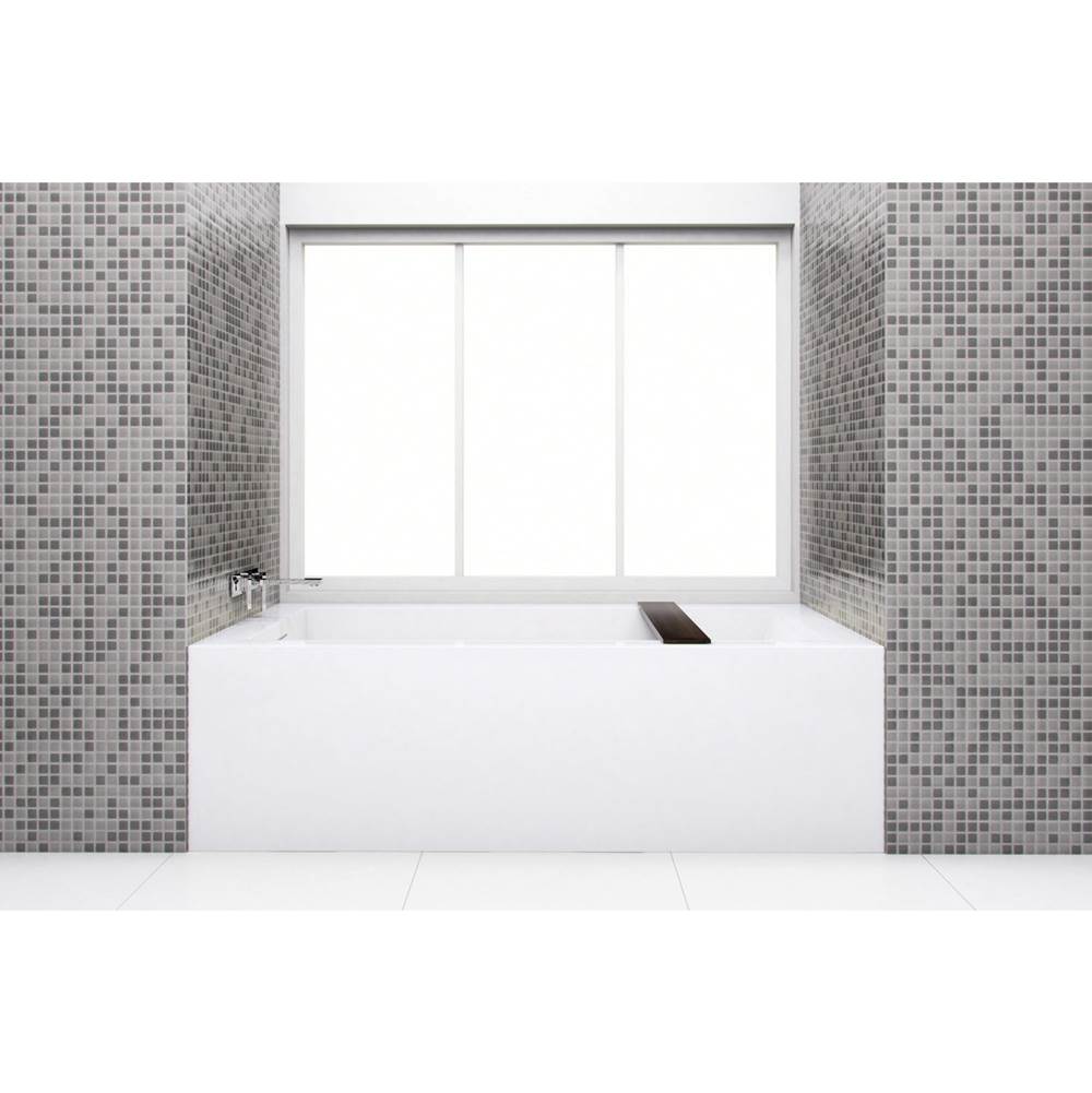 Wet Style BC1205-R-WHNT Cube Bath 66 X 32 X 19.75 - 2 Walls - R Hand Drain - Built In Nt O/F Wh Drain