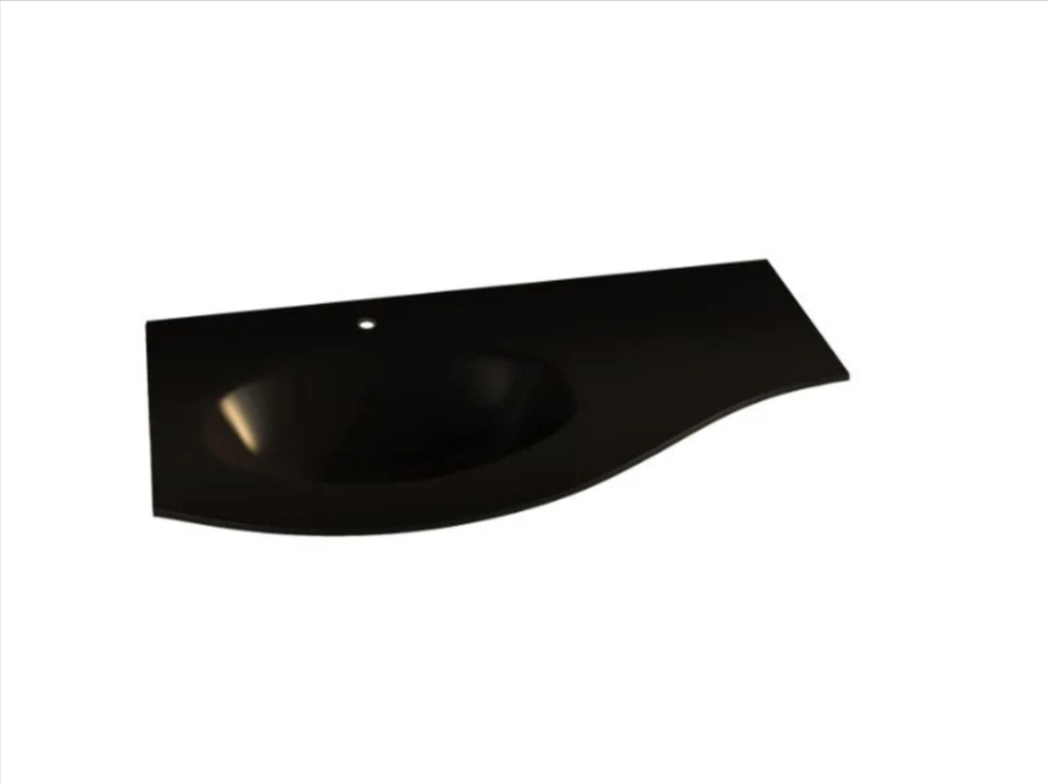 Baden Haus BHOV41GL1 Olimpia, Vague Glass Basin 41" 1Ø Left Basin