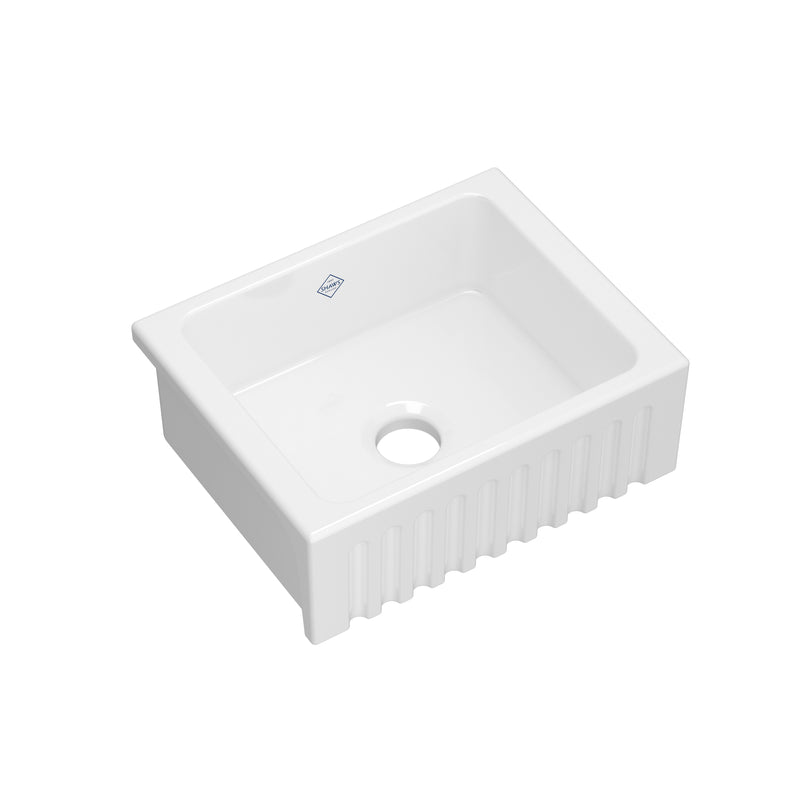 Shaws BL2418WH 24" Single Bowl Apron Front Fireclay Kitchen Sink