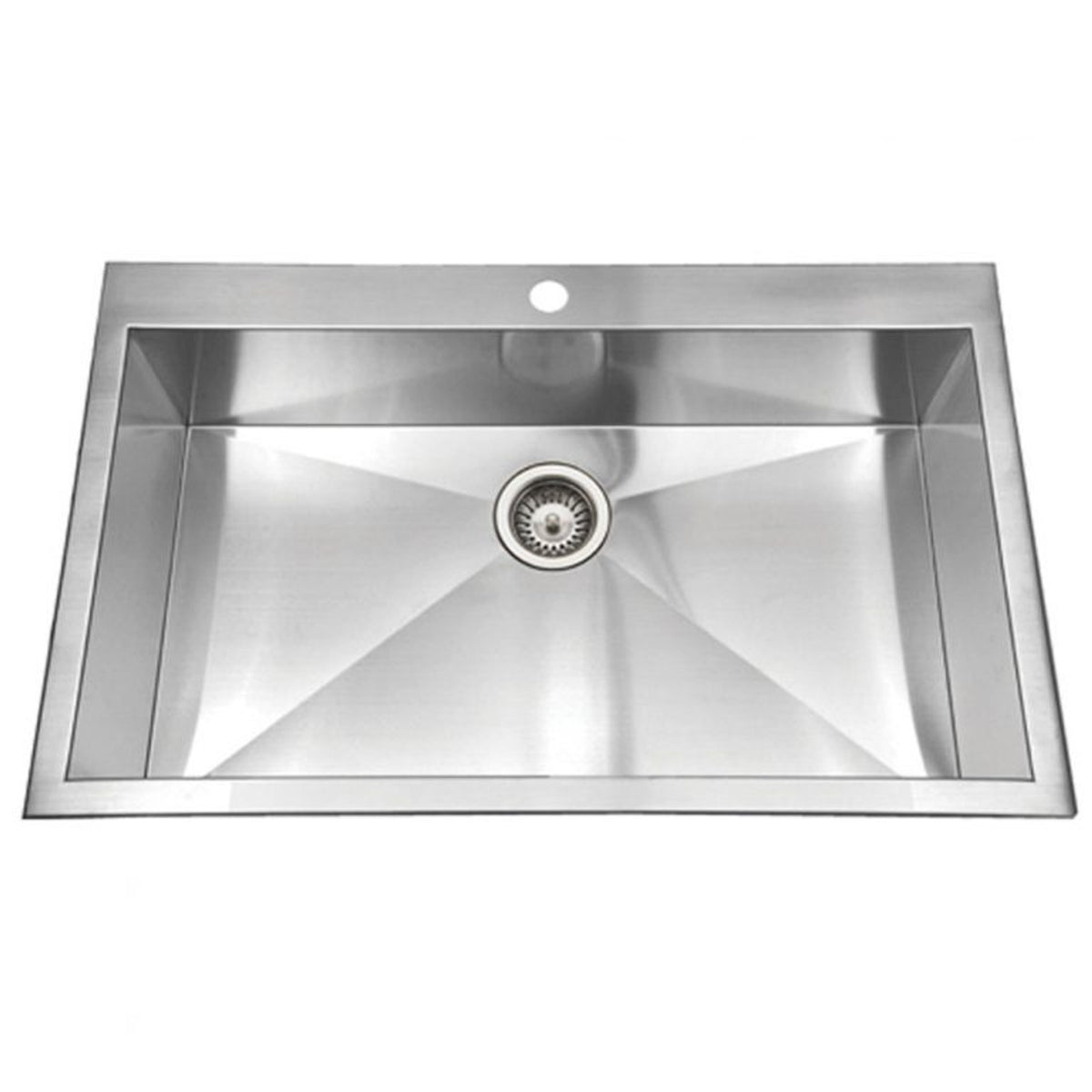 Houzer BLS-3322 Bellus 33 Inch Stainless Steel Drop-In Topmount 1-Hole Single Bowl Kitchen Sink