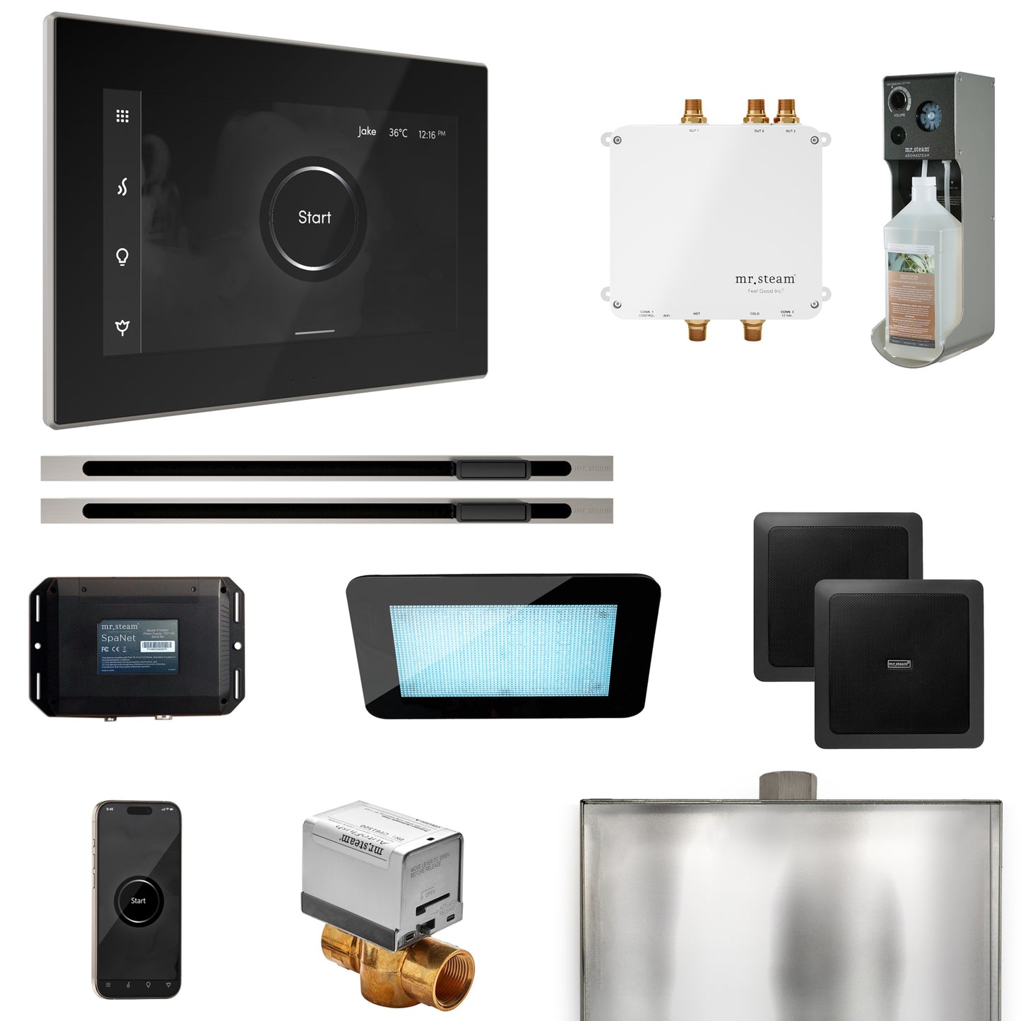 Mr. Steam BLS1-XL Bliss Max Steam Shower Control Package with iSteamX Control and Linear Steamhead
