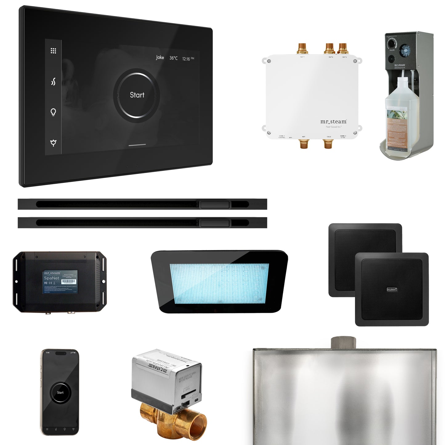 Mr. Steam BLS1-XL Bliss Max Steam Shower Control Package with iSteamX Control and Linear Steamhead