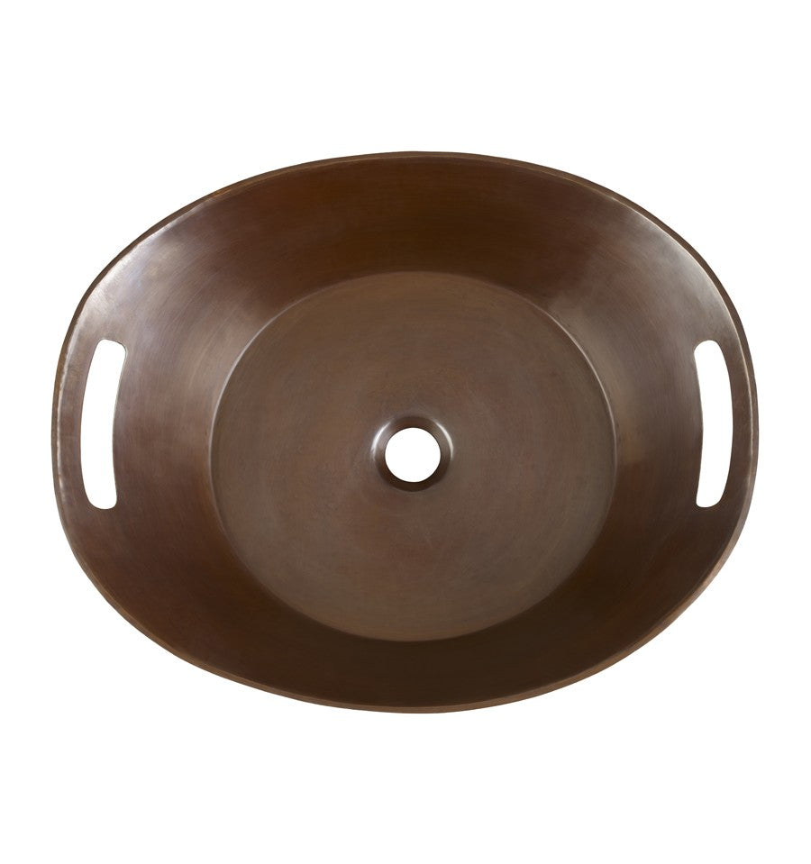 Thompson Traders BOV-2016VTP Legacy Bath Beaker Verde Oval Handcrafted Vessel Sink with handles Black Copper