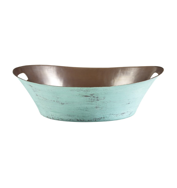 Thompson Traders BOV-2016VTP Legacy Bath Beaker Verde Oval Handcrafted Vessel Sink with handles Black Copper