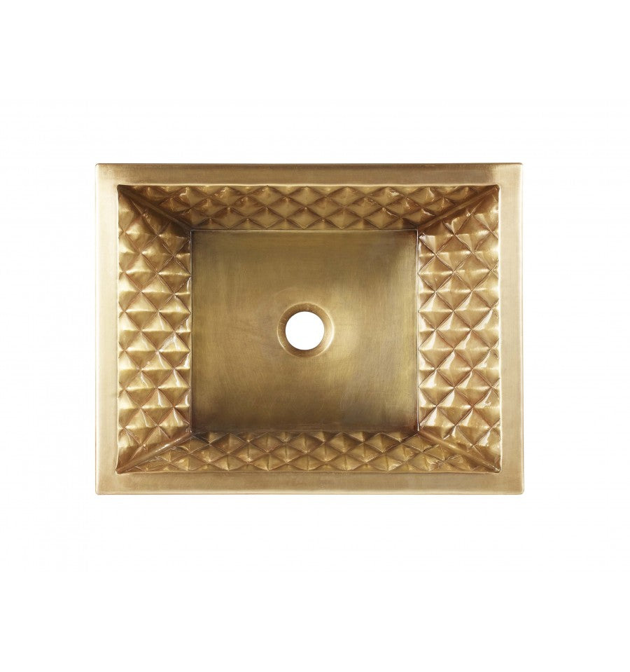 Thompson Traders BPU-1914PQ Legacy Bath Argyle Diego Handcrafted Bath Sink with argyle texture Antique Satin Gold