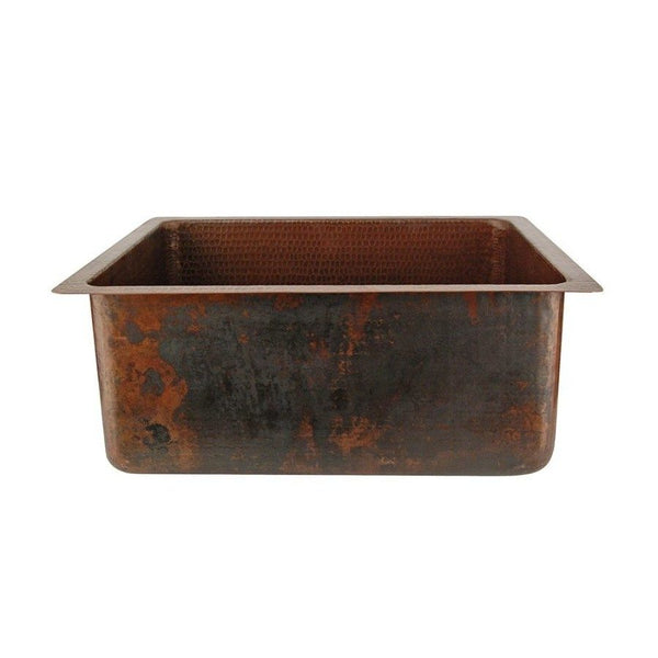 Premier Copper 20" Hammered Copper Kitchen/Bar/Prep Single Basin Sink