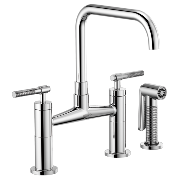 Brizo 62553LF Litze Bridge Faucet With Square Spout and Knurled Handle