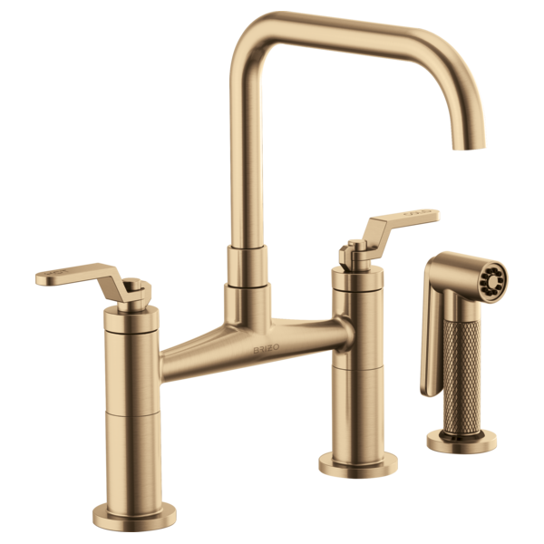 Brizo 62554LF Litze Bridge Faucet With Square Spout and Industrial Handle