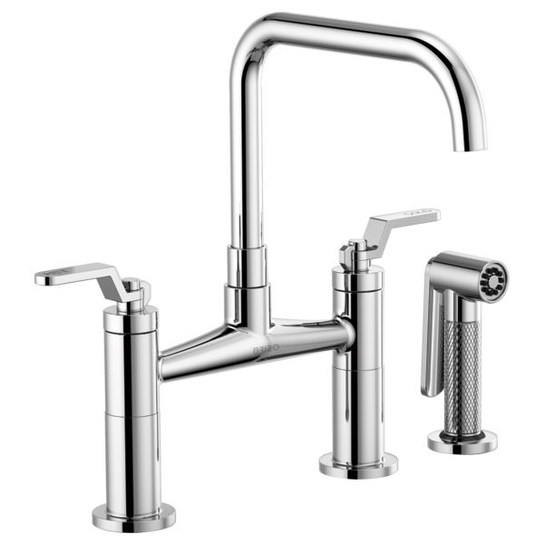 Brizo 62554LF Litze Bridge Faucet With Square Spout and Industrial Handle