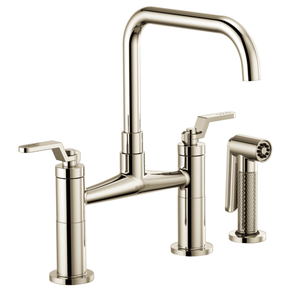 Brizo 62554LF Litze Bridge Faucet With Square Spout and Industrial Handle