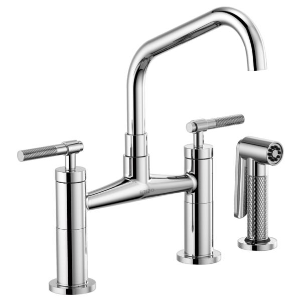 Brizo 62563LF Litze Bridge Faucet With Angled Spout and Knurled Handle