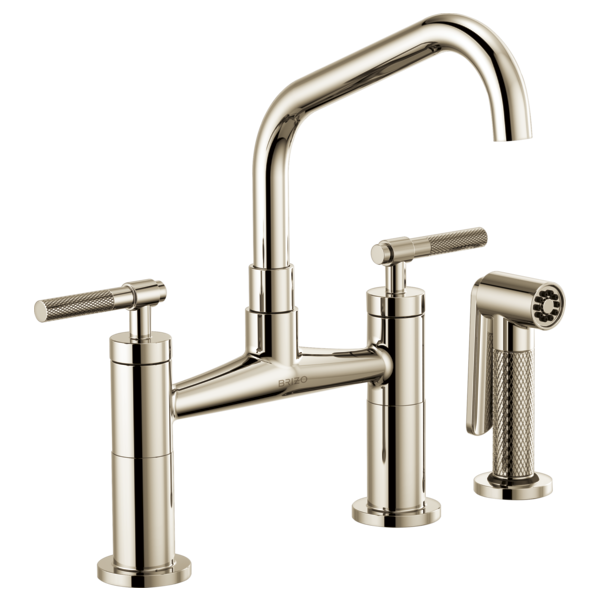 Brizo 62563LF Litze Bridge Faucet With Angled Spout and Knurled Handle