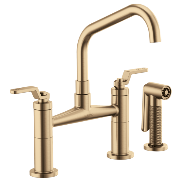 Brizo 62564LF Litze Bridge Faucet With Angled Spout and Industrial Handle
