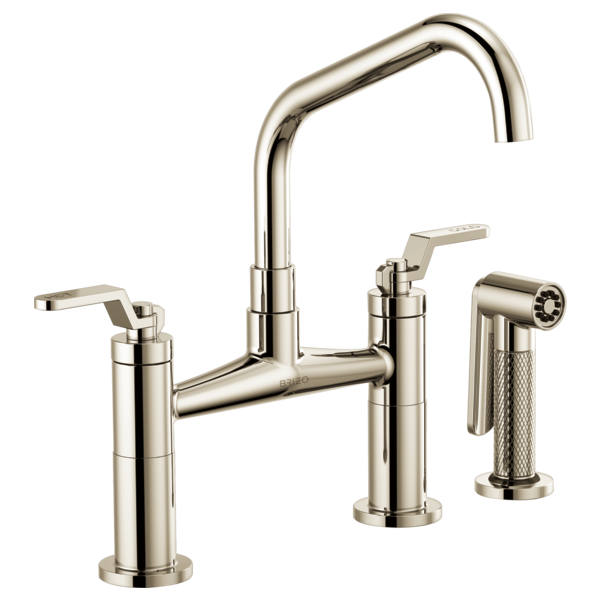 Brizo 62564LF Litze Bridge Faucet With Angled Spout and Industrial Handle